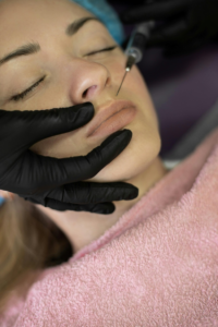 A woman having Botox injected