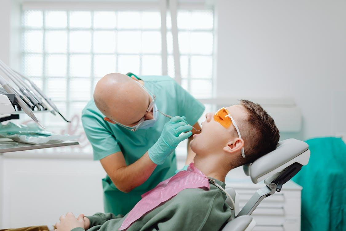 A boy getting dental checkup